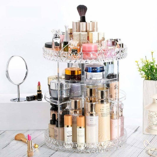 Acrylic 360 Degree Diamond Shape Makeup Organizer
